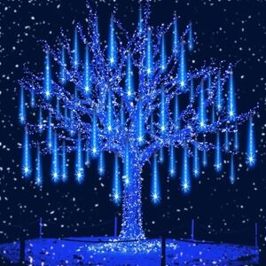 Aurora 8 Tube Meteor Shower Lights Blue LED Icicle Drip String Lights UL Plug